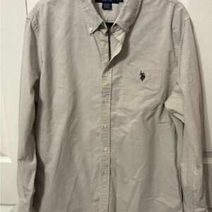 U.S. Polo Assn. Gray Casual Button Down Shirt with Embroidered Logo